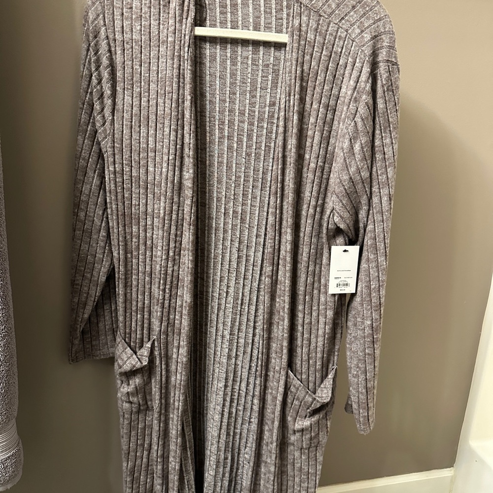 Gray Ribbed Cardigan